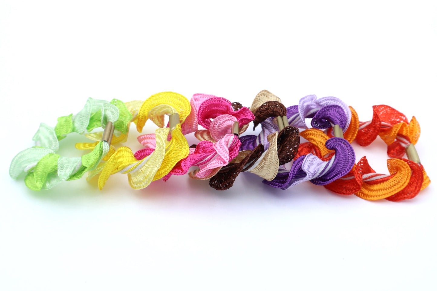 Cosette - 6-Pak Frilly Material Ponytailers, Asst Colors