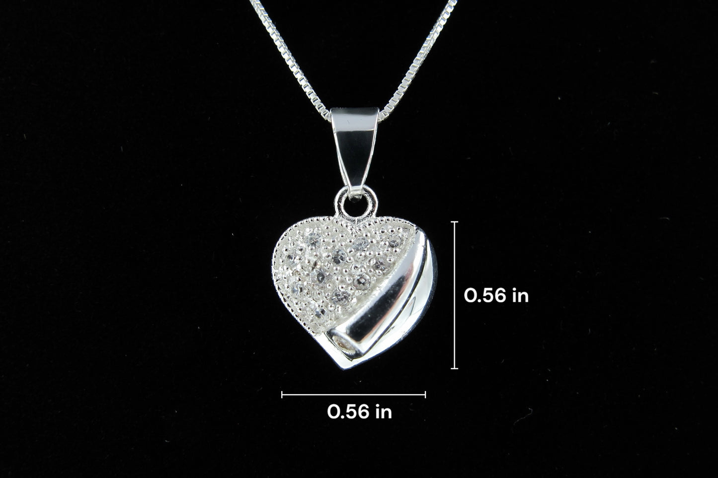 Olivia- Sterling Silver Heart Pendant with CZ’s on a Sterling Silver Chain