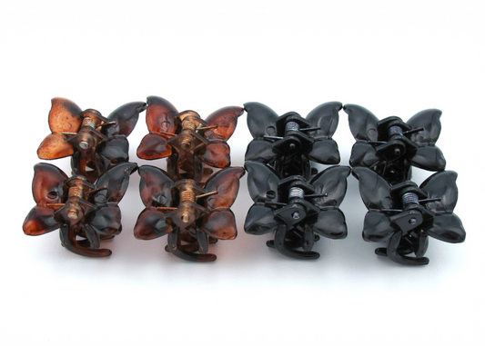 Keren- 8-Pak Butterfly Claw Clips 2cm Black/Tortoise