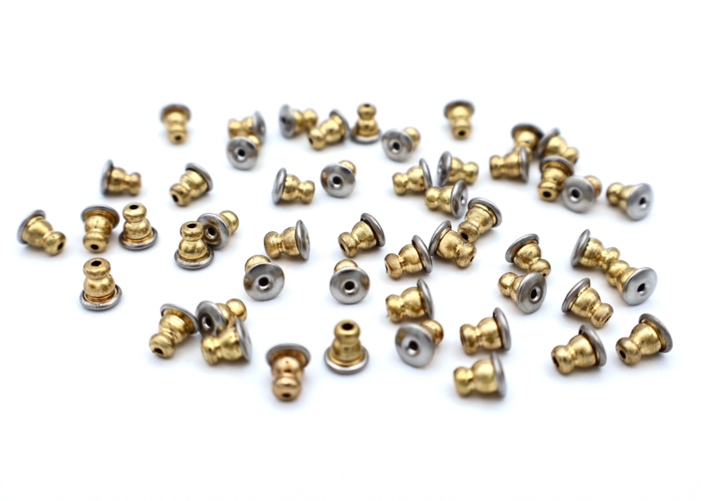 Rina - Lot de 50 fermoirs de boucles d'oreilles hypoallergéniques en acier inoxydable Bullet Clutch