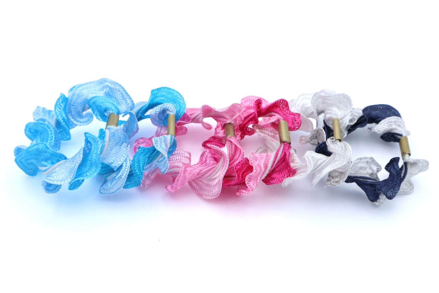 Cosette - 6-Pak Frilly Material Ponytailers, Asst Colors