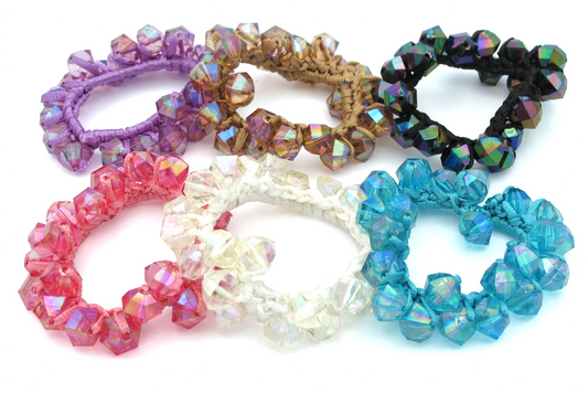 Josie - Acrylic A/B Finish Faceted Bead Scrunchie/Bracelet, In Asst Colors