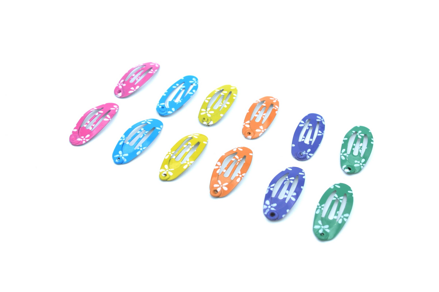 Irie - Lot de 12 mini-clips à pression pour enfants de 2,2 cm, formes ovales, styles imprimés assortis