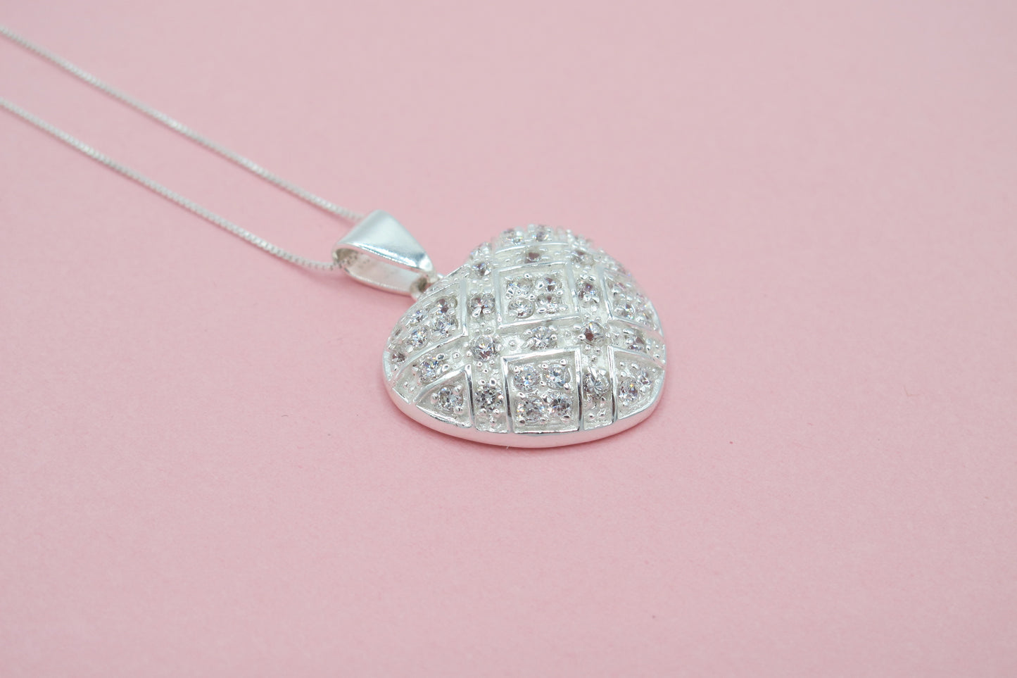 Vivienne- Sterling Silver Heart Pendant embedded with CZ’s on a Sterling Silver Chain