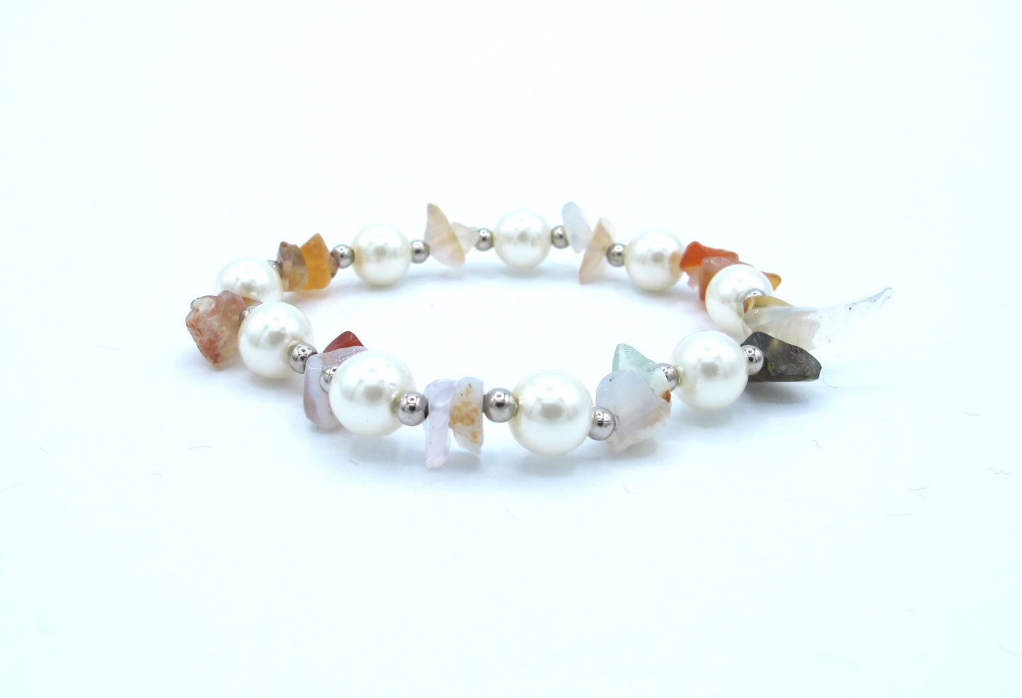 Joanna - Glass Pearl & Natural Stone bracelet