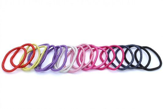 Wren - 20-Pak Hair Elastics With Silver Glitter Thread, Asst Colors