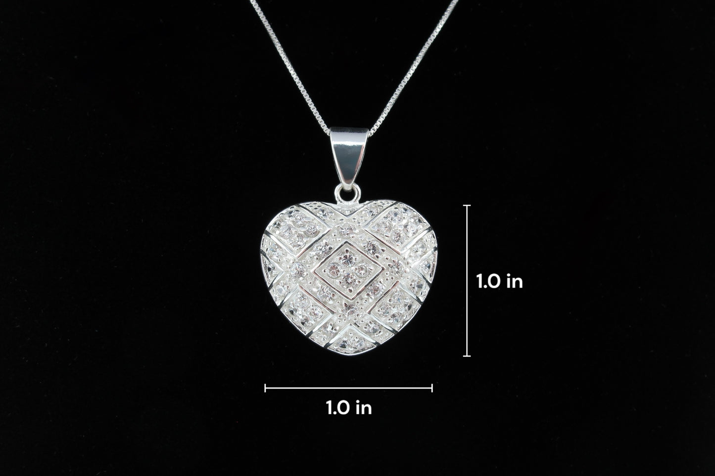 Vivienne- Sterling Silver Heart Pendant embedded with CZ’s on a Sterling Silver Chain