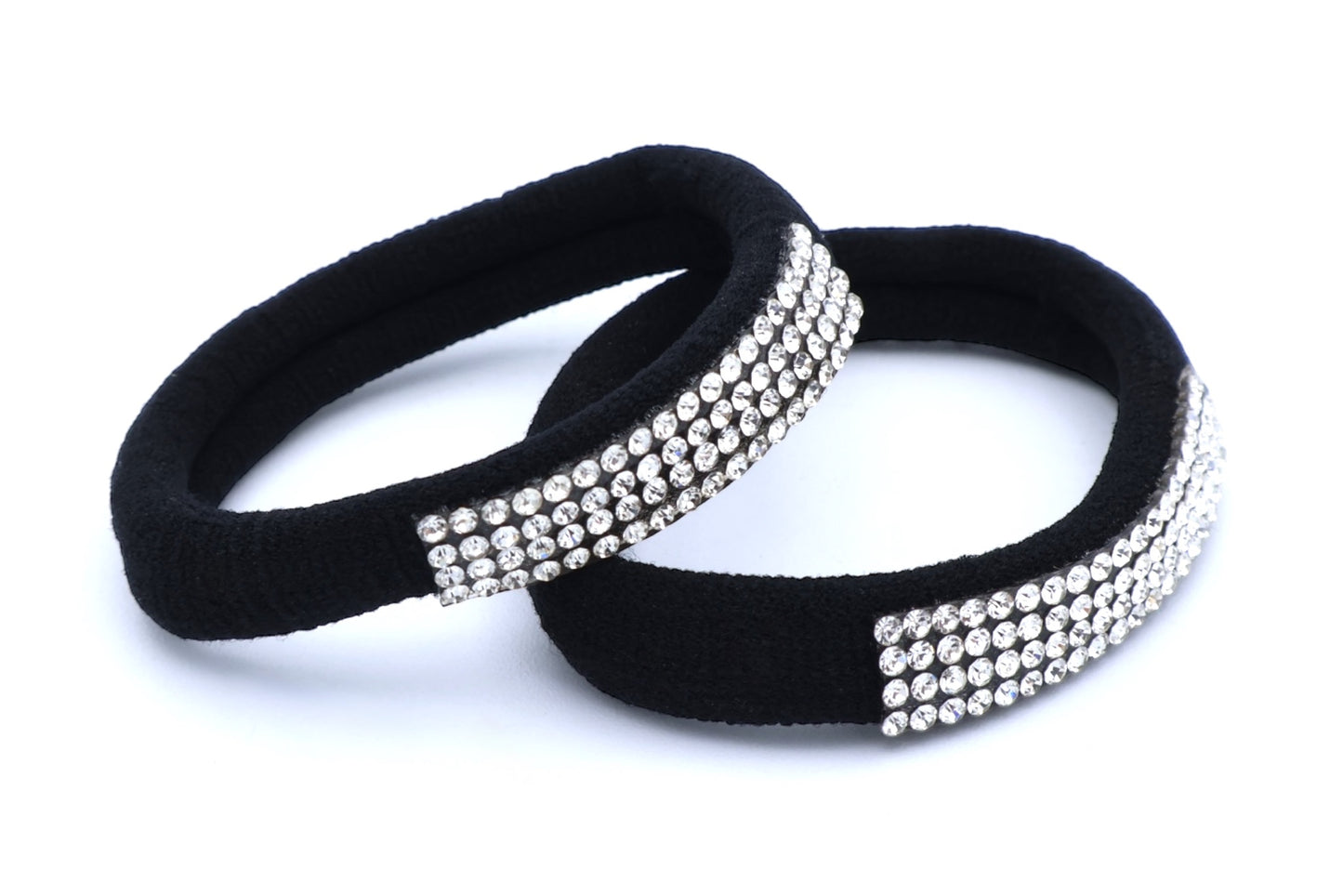 Alara- 2-Pak Rhinestone Studded Ponytailers, Black Only