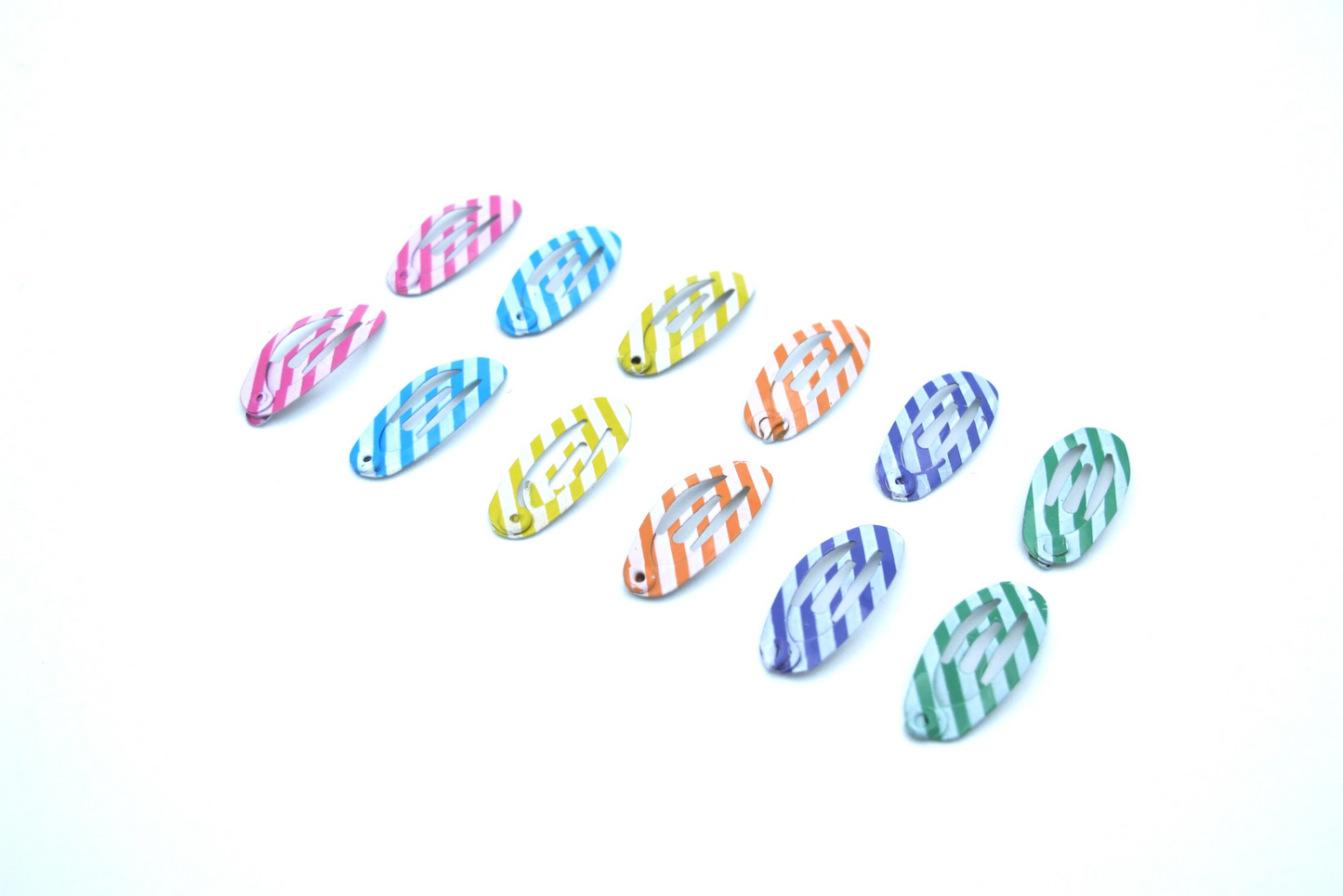 Irie - Lot de 12 mini-clips à pression pour enfants de 2,2 cm, formes ovales, styles imprimés assortis