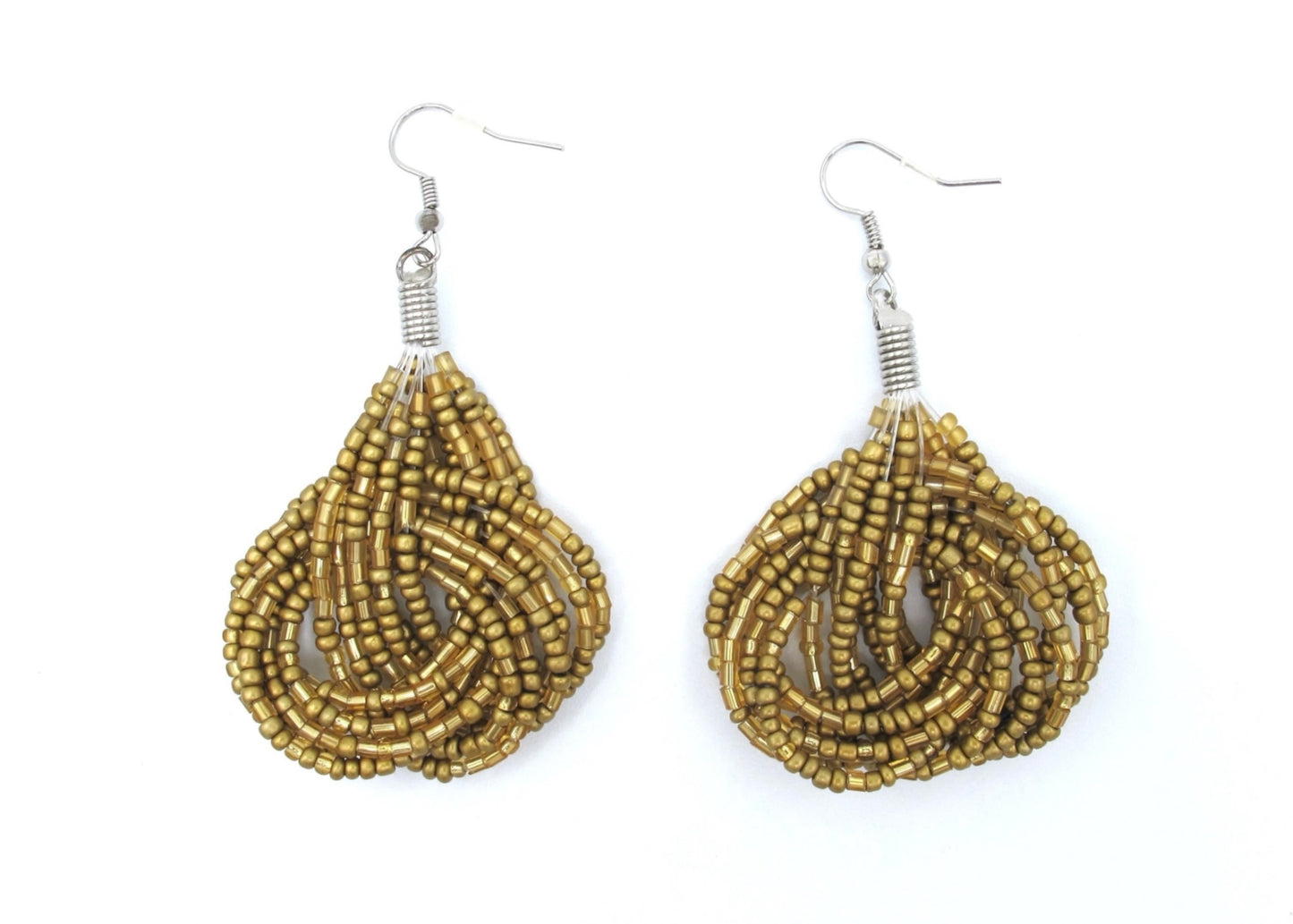 Audrey - Seed-Bead, knot motif, multi-strand drop earrings