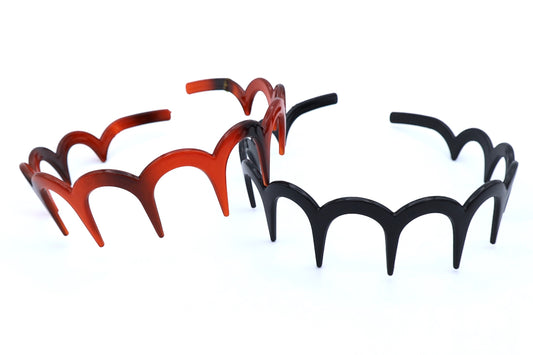 Paige - 2 pack large comb-tooth hairbands, black + tortoise