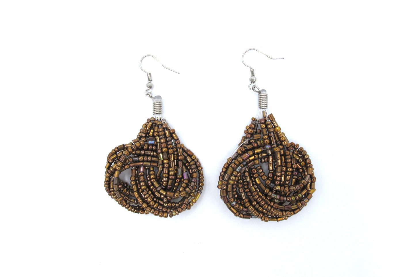 Audrey - Seed-Bead, knot motif, multi-strand drop earrings