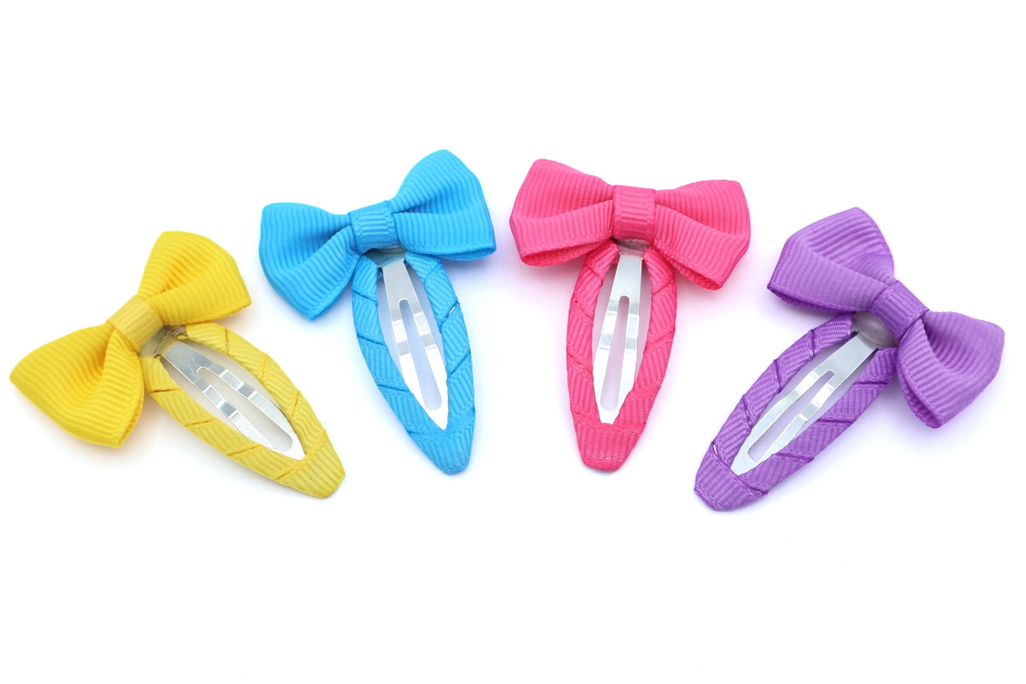 Betty - Lot de 4 nœuds pour cheveux pour enfants avec clips à pression enveloppés de ruban