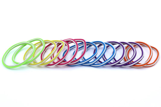 Kendra - 15-Pak Hair Elastics - Asst Colors With White stripe or Asst Colors With Black Stripe