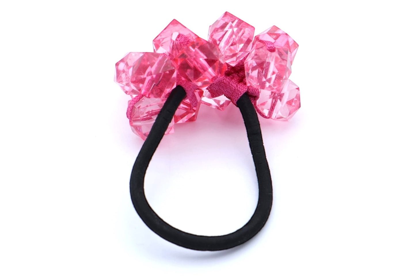 Alaina - Quality Acrylic Faceted Beads Bunch On A Black Hair Elastic/Ponytailer, Asst Colors