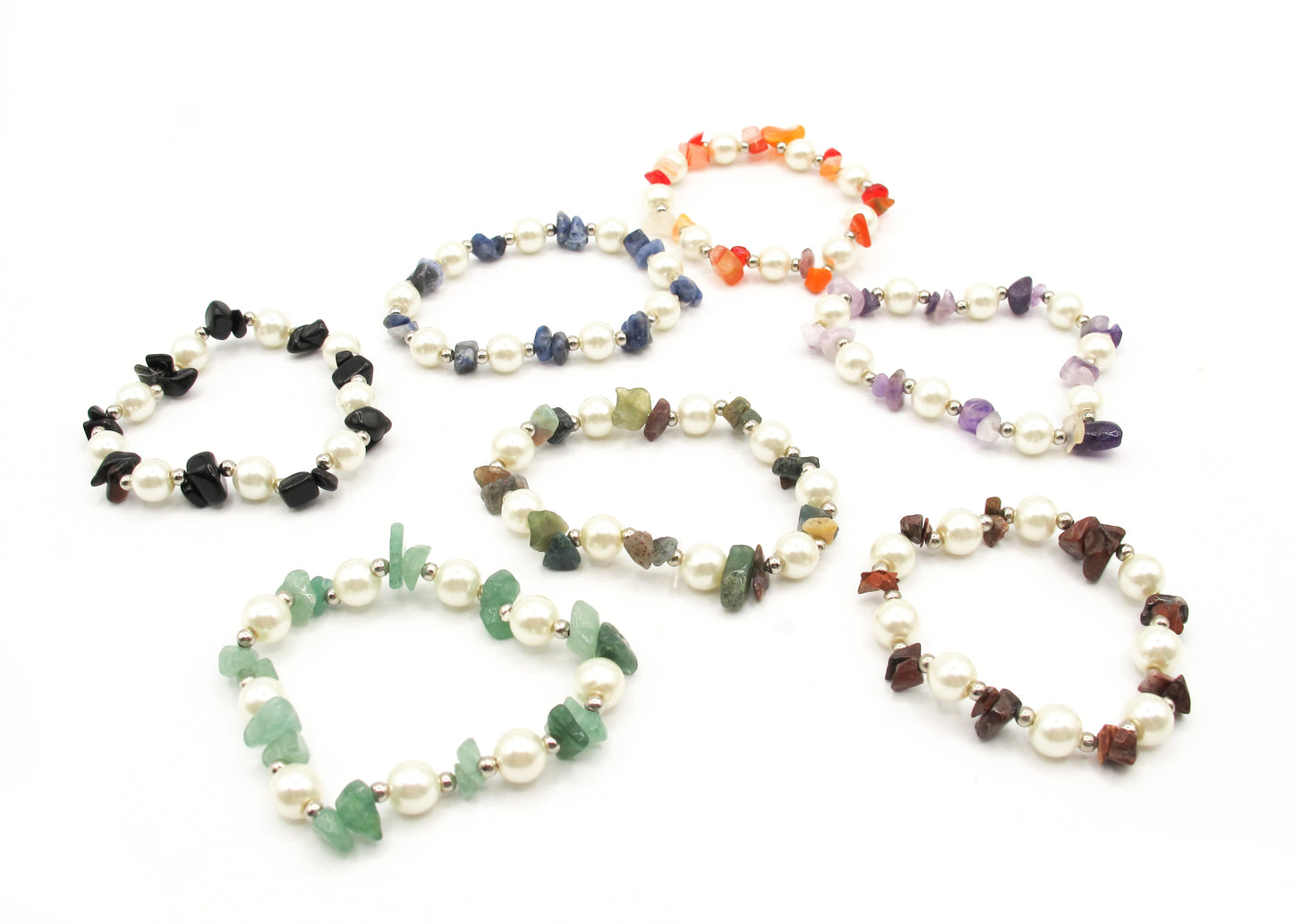 Joanna - Glass Pearl & Natural Stone bracelet