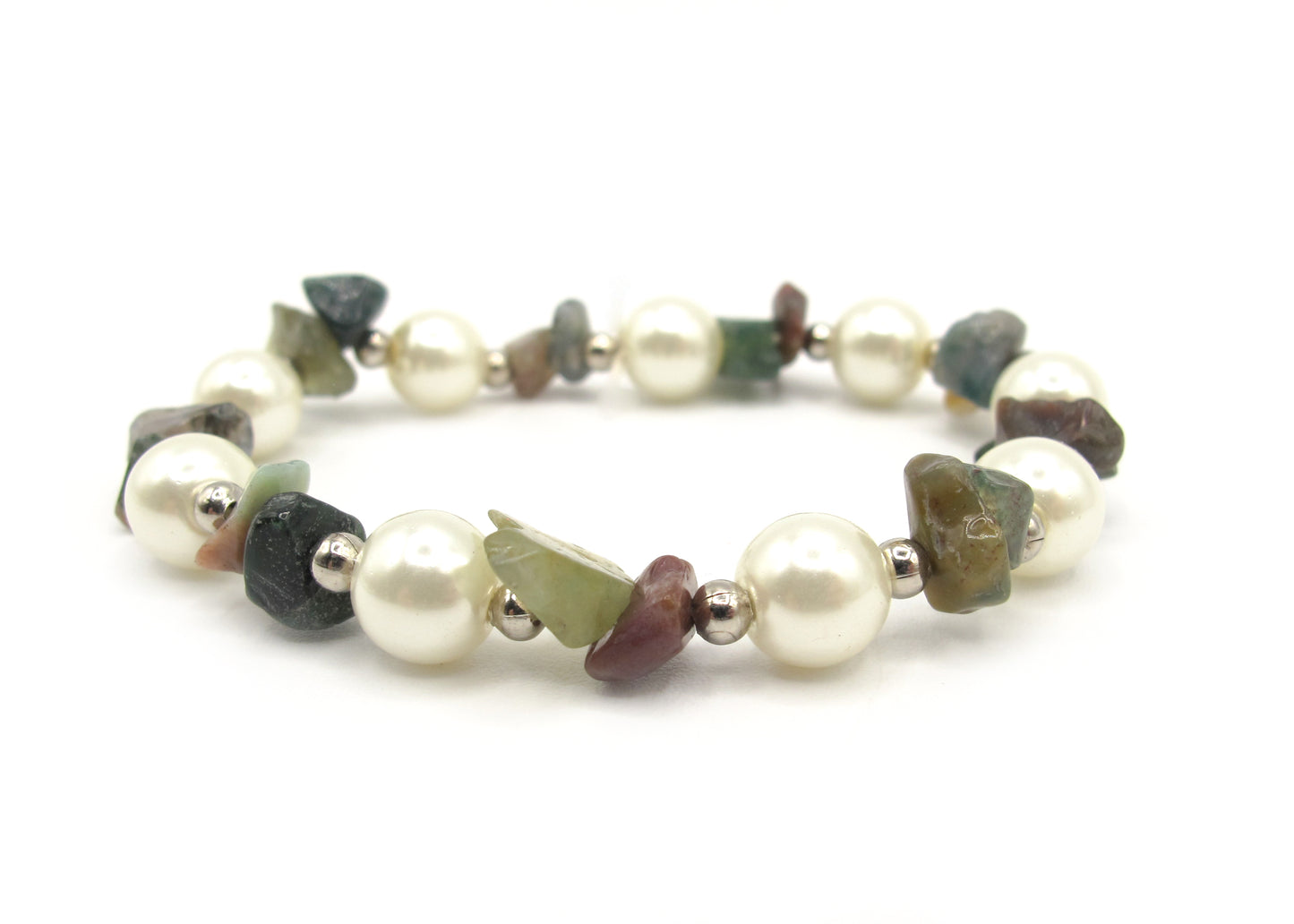 Joanna - Glass Pearl & Natural Stone bracelet