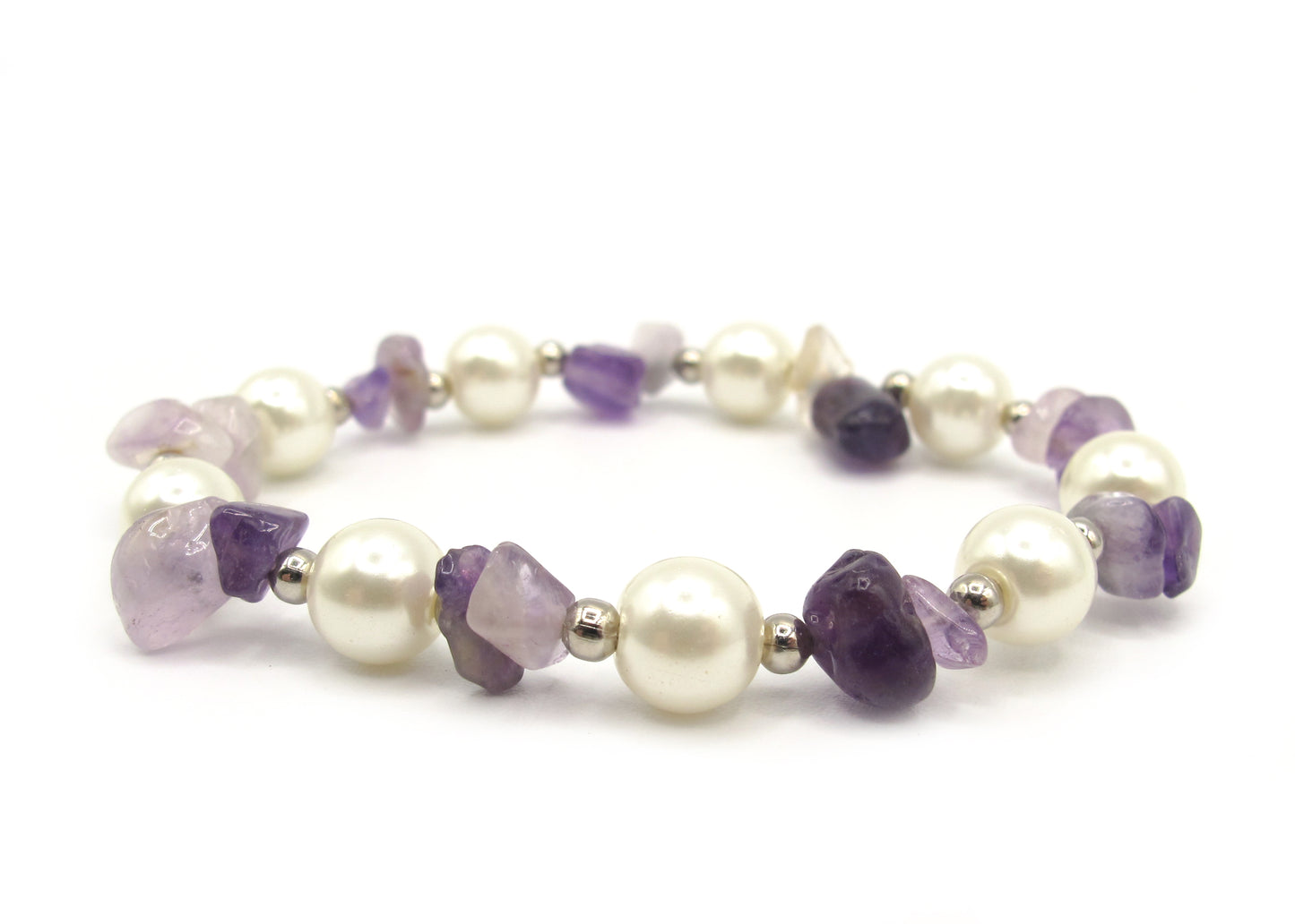 Joanna - Glass Pearl & Natural Stone bracelet