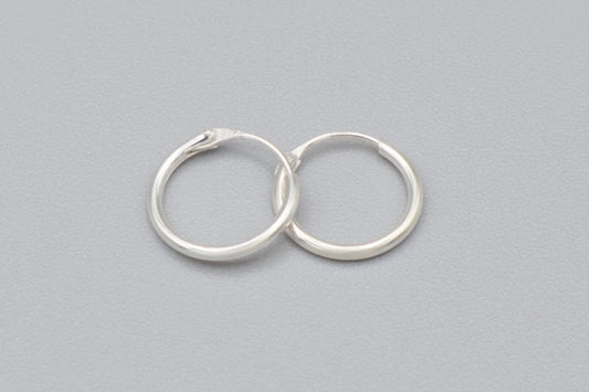 Lina - 12mm .925 Sterling Silver Sleeper Hoops, 1 pair (2pcs)