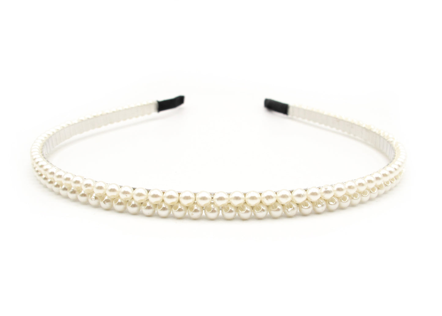 Haya - Metal Hairband With 2-Rows Of Pearls