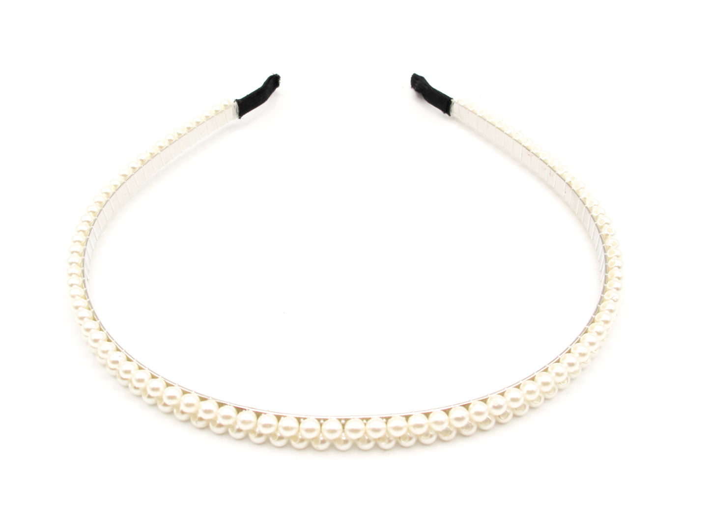 Haya - Metal Hairband With 2-Rows Of Pearls