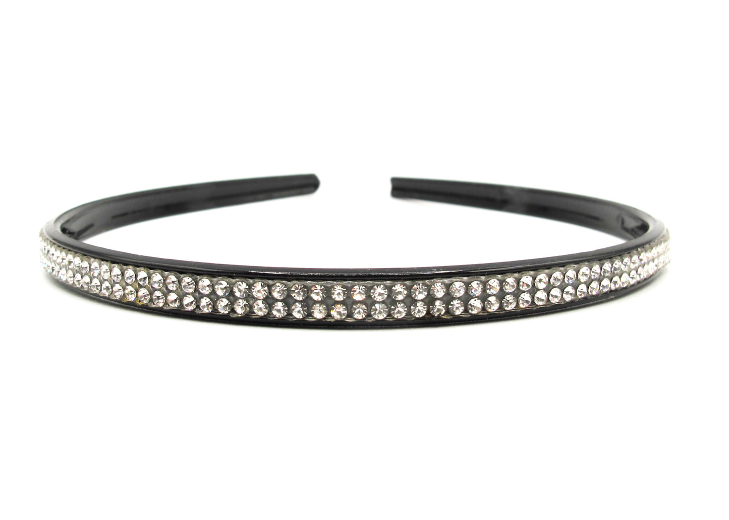 Hudson - Black Plastic Hairband with rhinestones