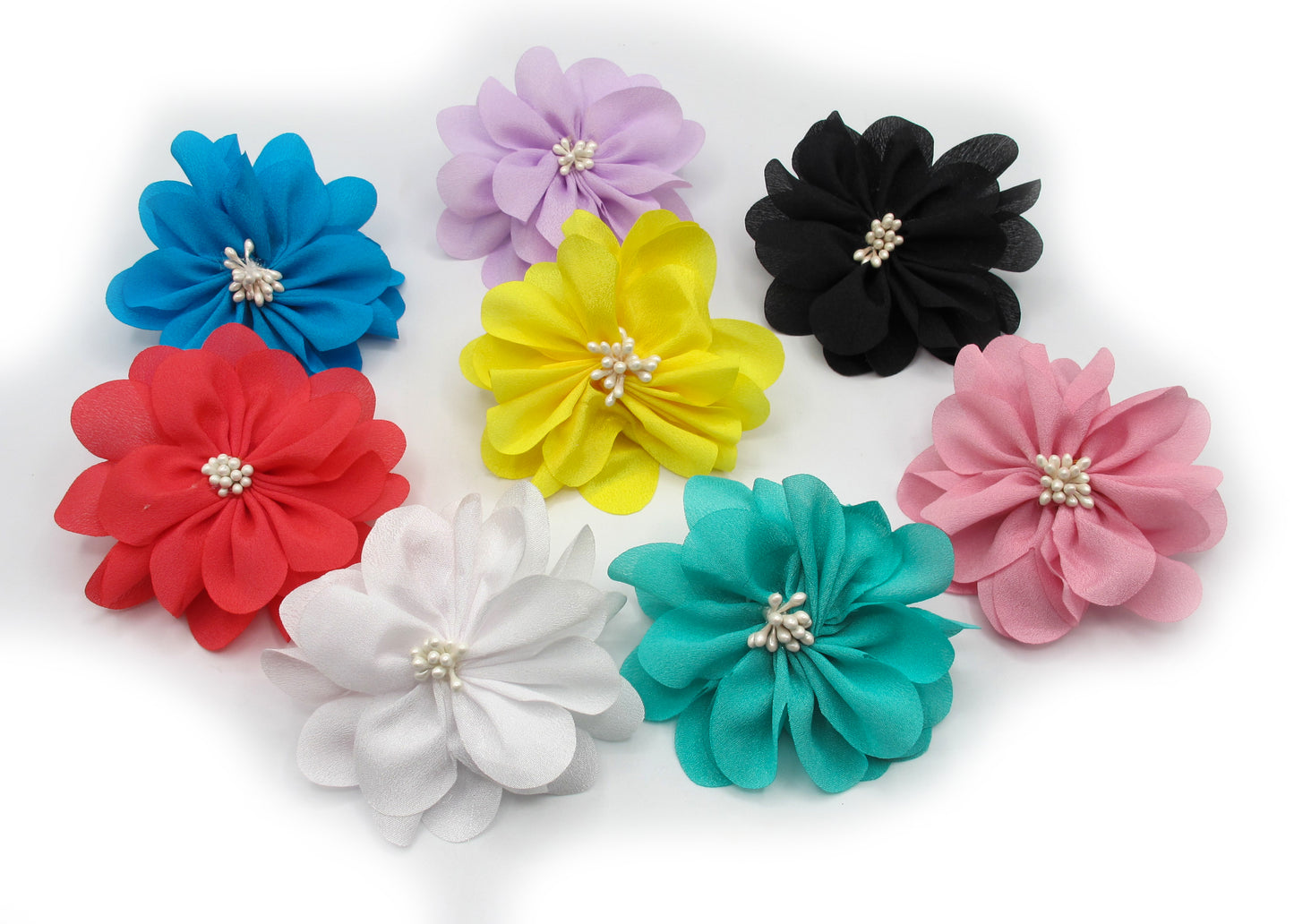 Farah - Soft Fabric flowers with hair clip + black hair elastic