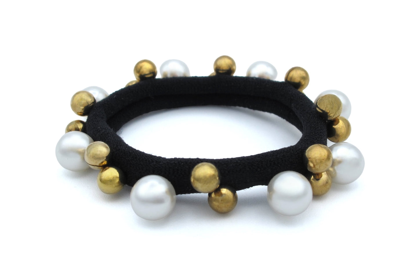 Evangeline - 1pc Soft Stretch Ponytailers with pearls or gold balls