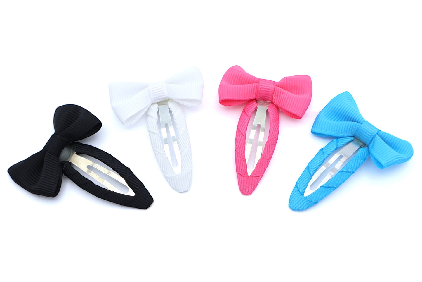 Betty - Lot de 4 nœuds pour cheveux pour enfants avec clips à pression enveloppés de ruban