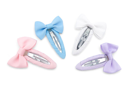 Betty - Lot de 4 nœuds pour cheveux pour enfants avec clips à pression enveloppés de ruban