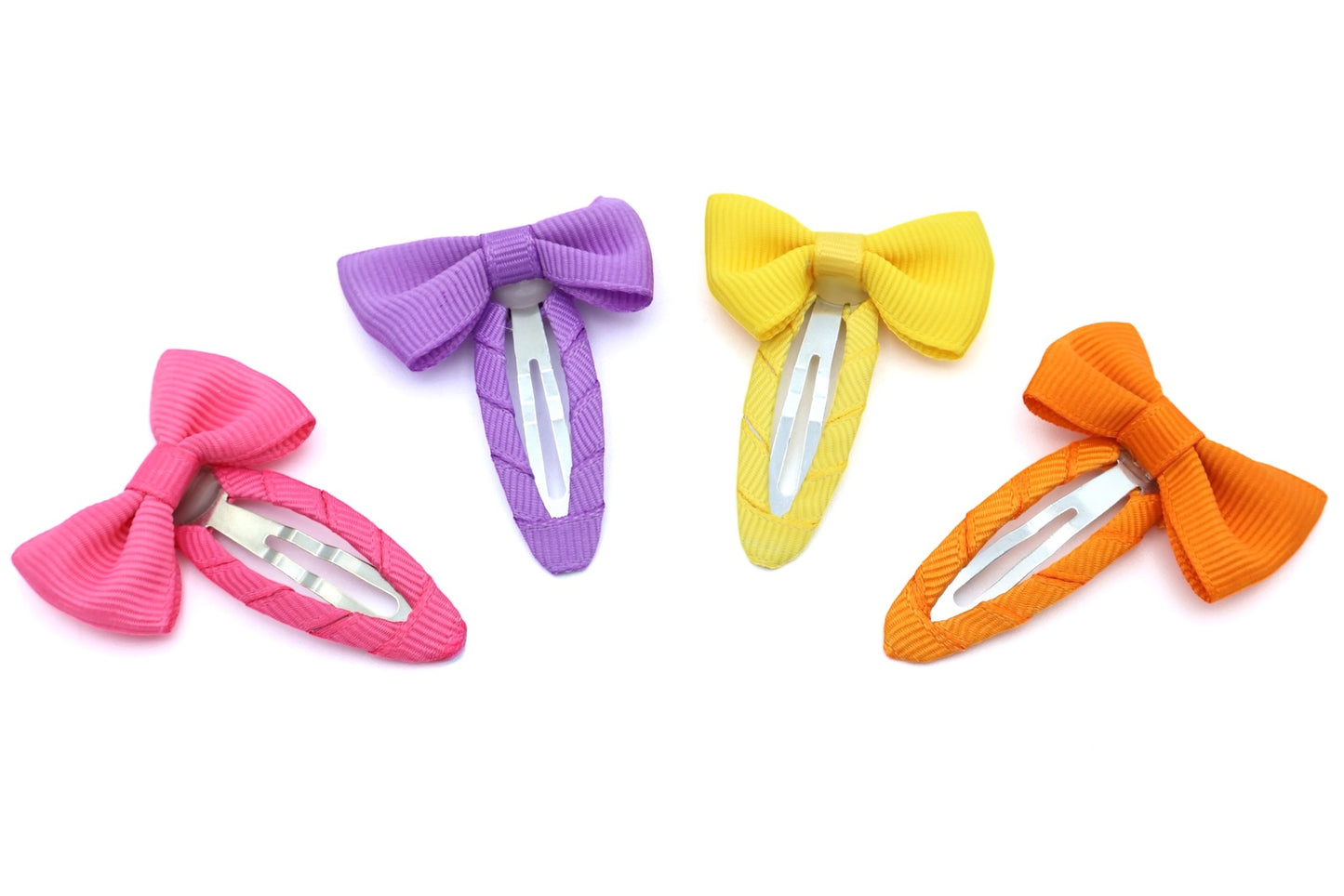 Betty - Lot de 4 nœuds pour cheveux pour enfants avec clips à pression enveloppés de ruban