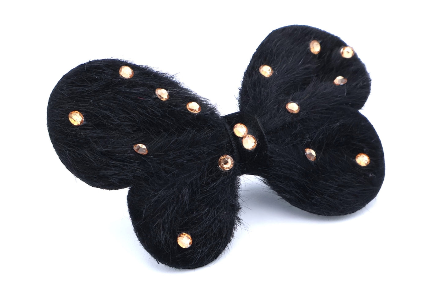 Vanessa - Furry Butterfly Shape With Black Hair Elastic & Acrylic Stones, Asst Butterfly Colors