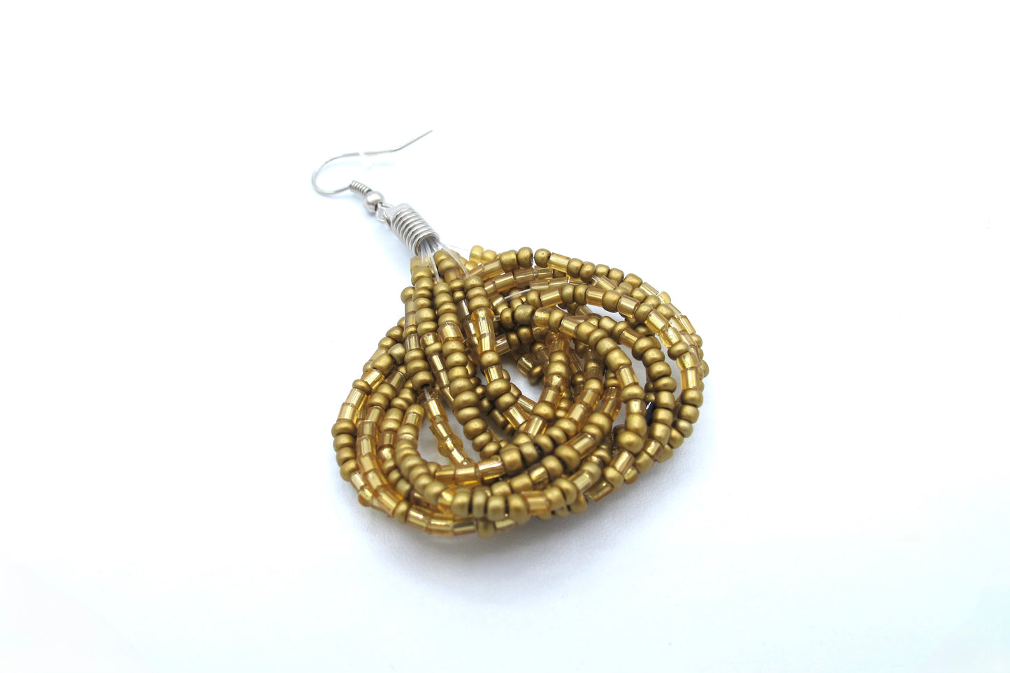 Audrey - Seed-Bead, knot motif, multi-strand drop earrings