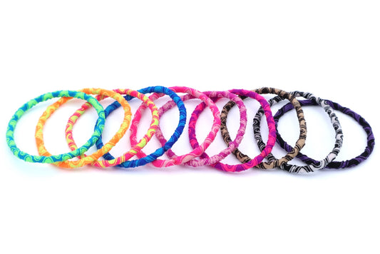 Karla - 10-Pak Double-Color Designer Inspired Hair Elastics, Asst Colors