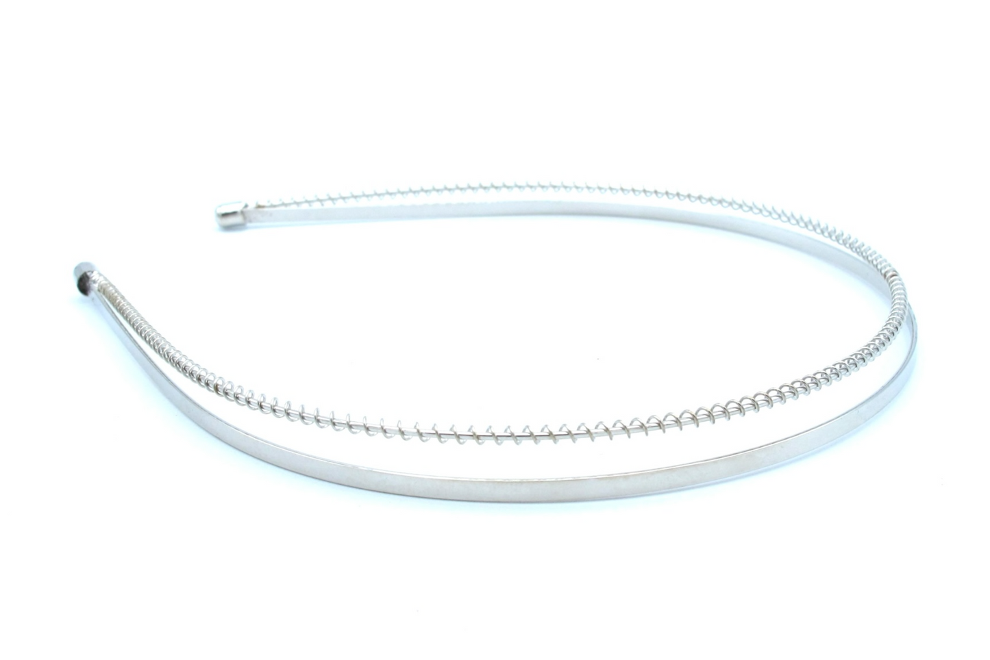 Vera - 2-part, flat + spiral shape, connected metal hairband, available in gold or rhodium