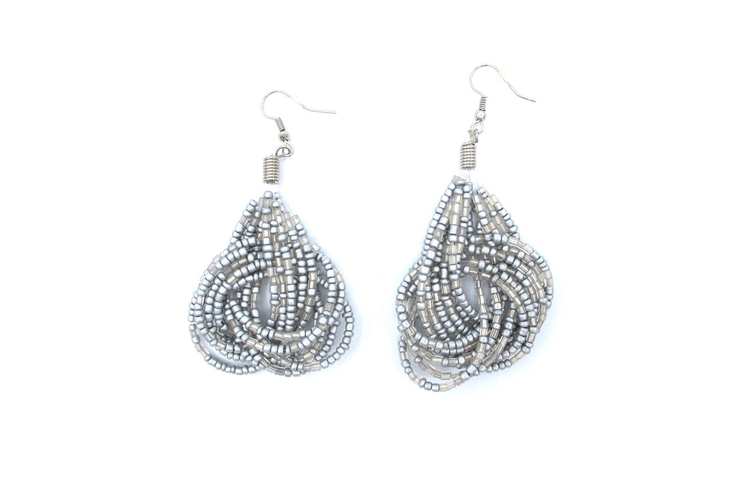 Audrey - Seed-Bead, knot motif, multi-strand drop earrings