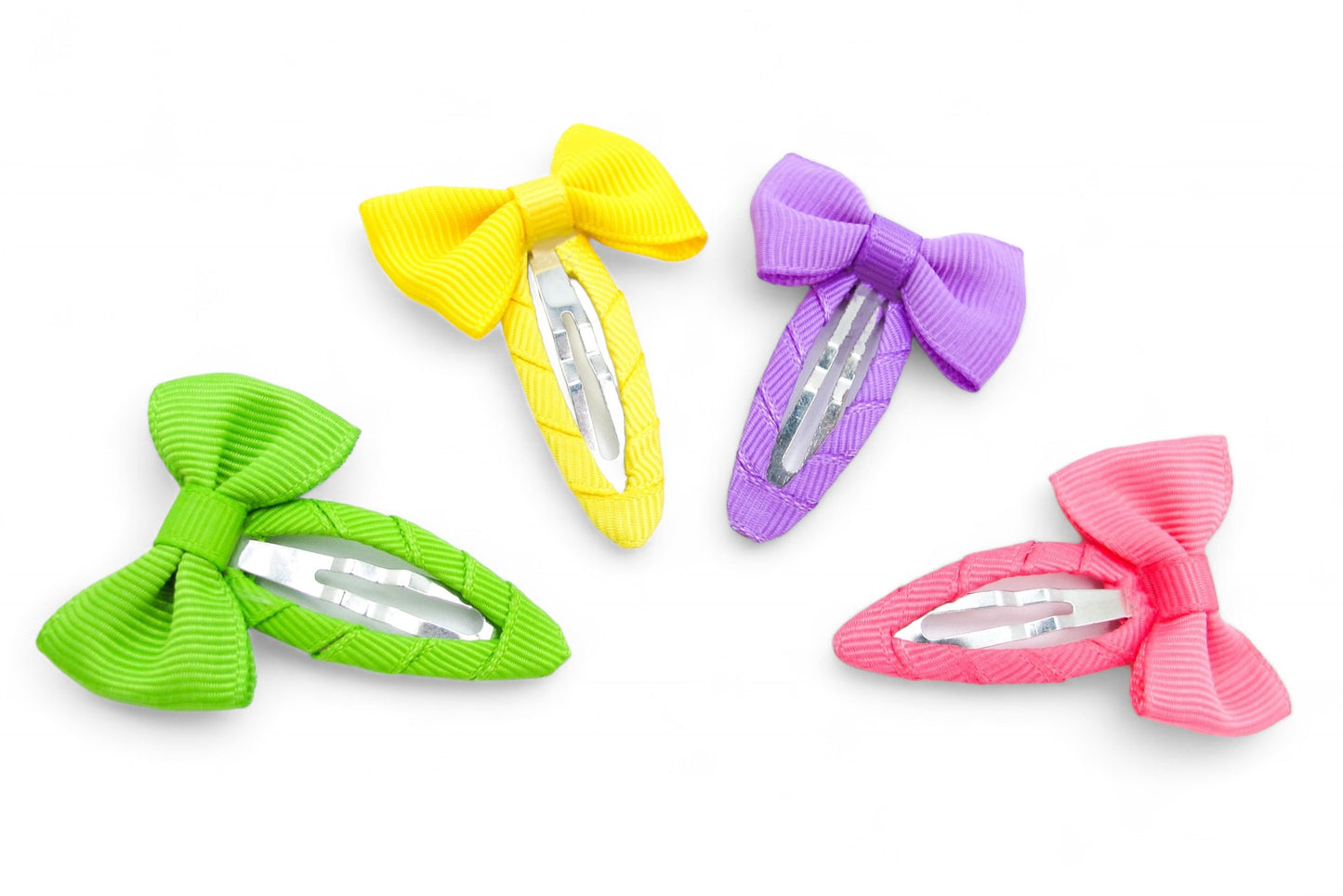 Betty - Lot de 4 nœuds pour cheveux pour enfants avec clips à pression enveloppés de ruban