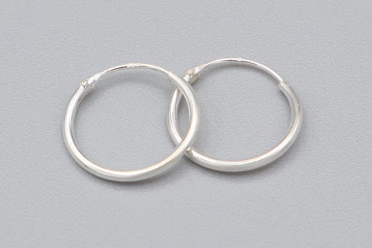 Katie - 14mm .925 Sterling Silver Sleeper Hoops, 1 Pair (2pcs)