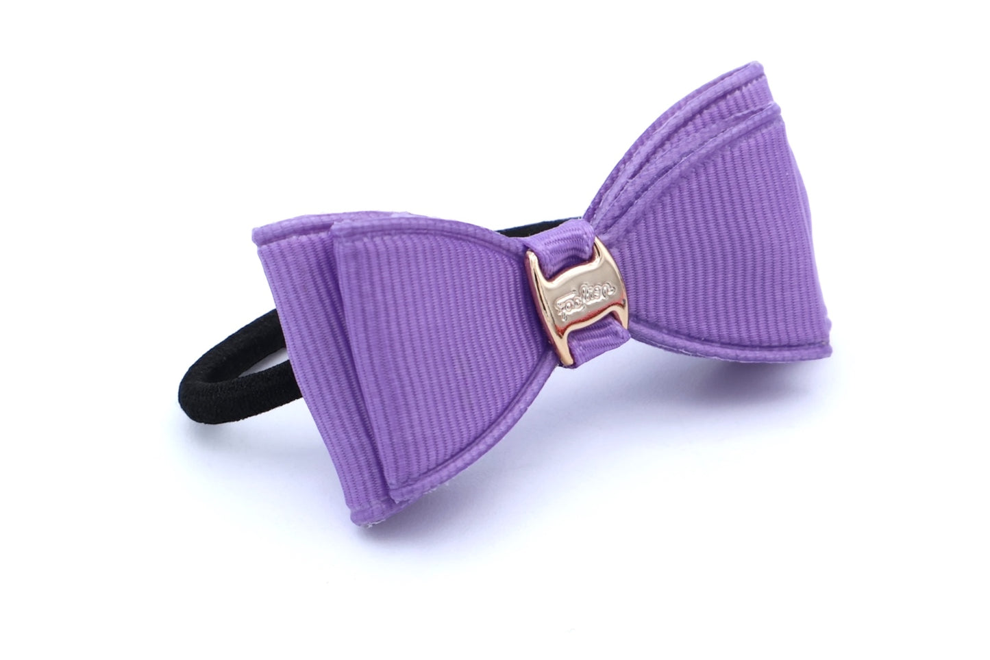 Kelly - Bow With Gold Motif On Black Hair Elastic, In Asst Bow Colors