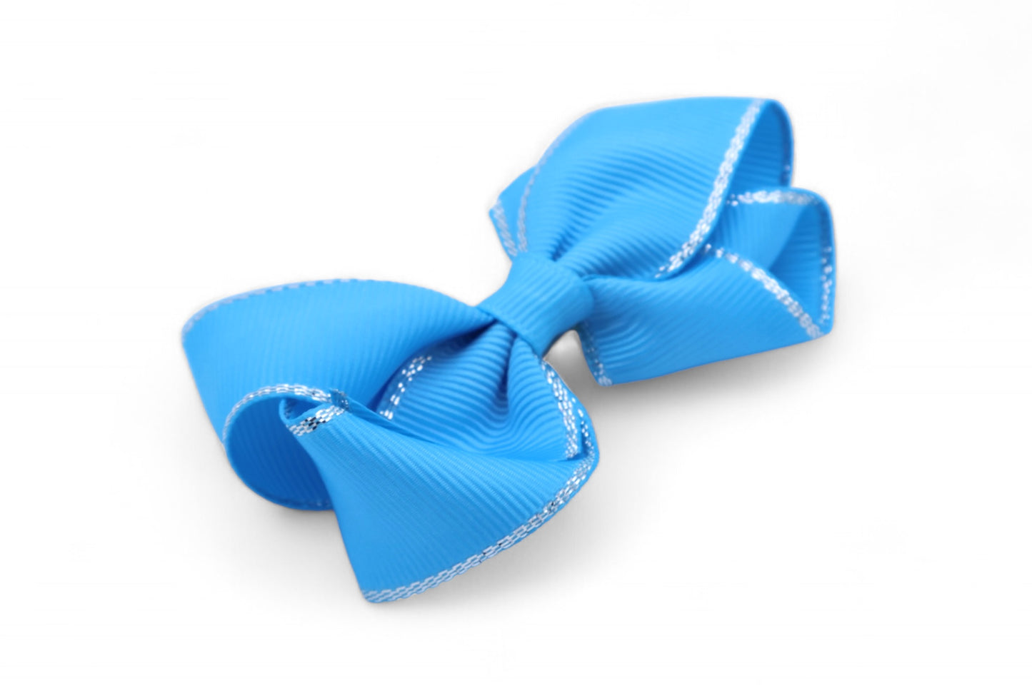 Erica - Ribbon Bow With Duck Clip & Silver Border, Asst Colors