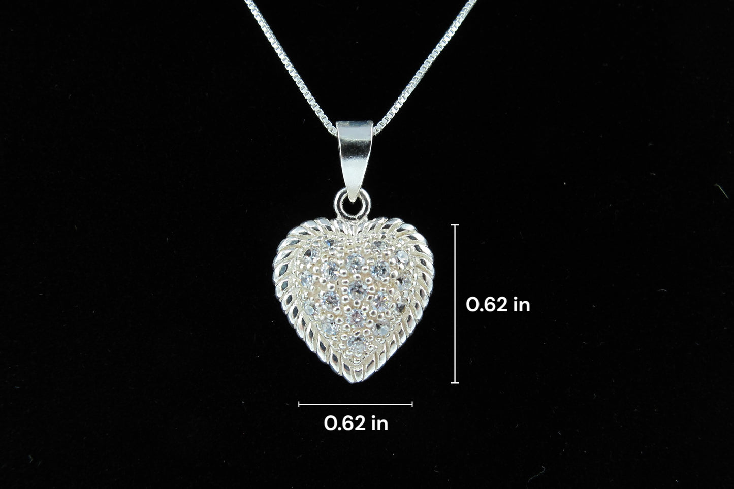 Sophia- Sterling Silver Heart Pendant with CZ’s on a Sterling  Silver Chain