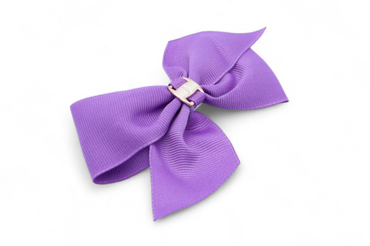 Jasmine - Flat Ribbon Bow With Gold Motif & Duck Clip, Asst Colors