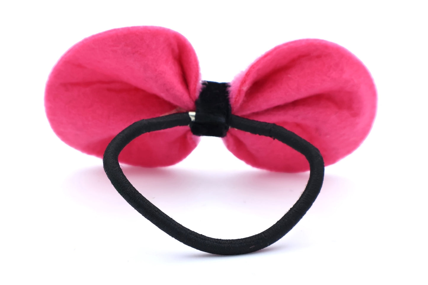 Astrid - Furry Bow-Tie Shape With Black Hair Elastic & Acrylic Stones, Asst Bow-Tie Colors