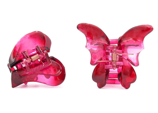 Christina - 2-Pack Butterfly + Heart Claw Clip Set In Asst Translucent Colors