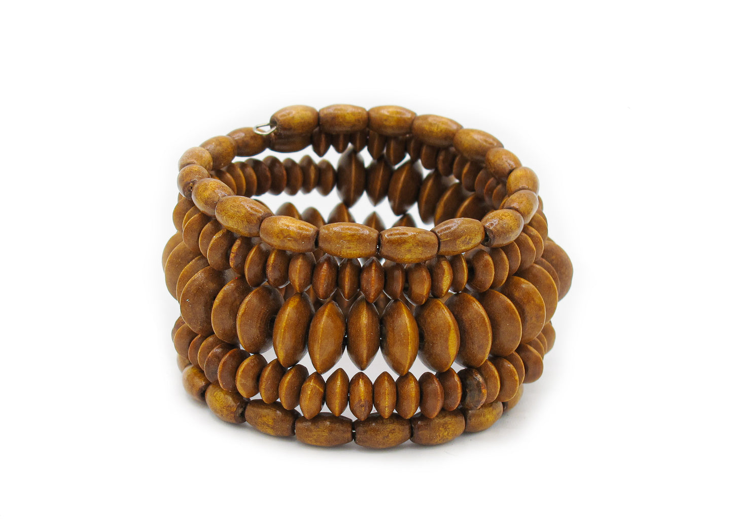 Jayla - 5-Row Wood Beaded Spiral Bracelet