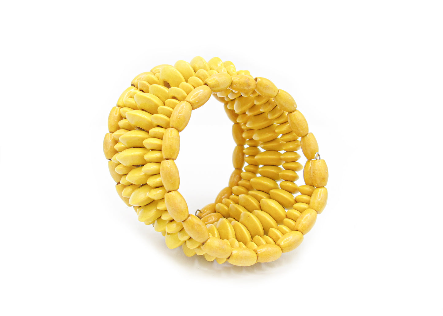 Jayla - 5-Row Wood Beaded Spiral Bracelet