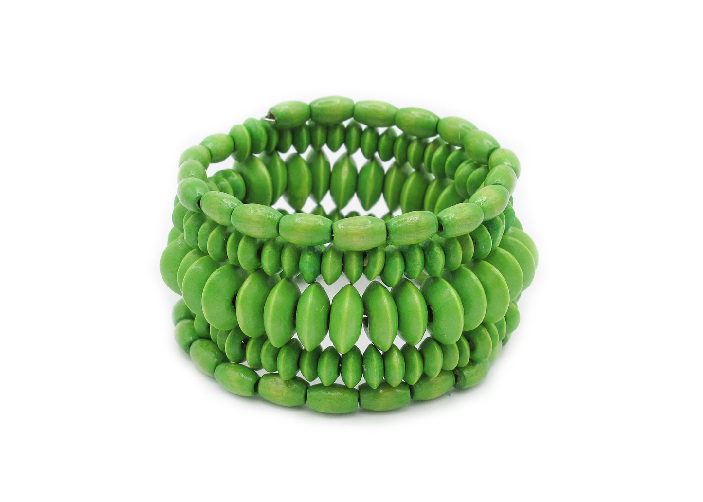 Jayla - 5-Row Wood Beaded Spiral Bracelet