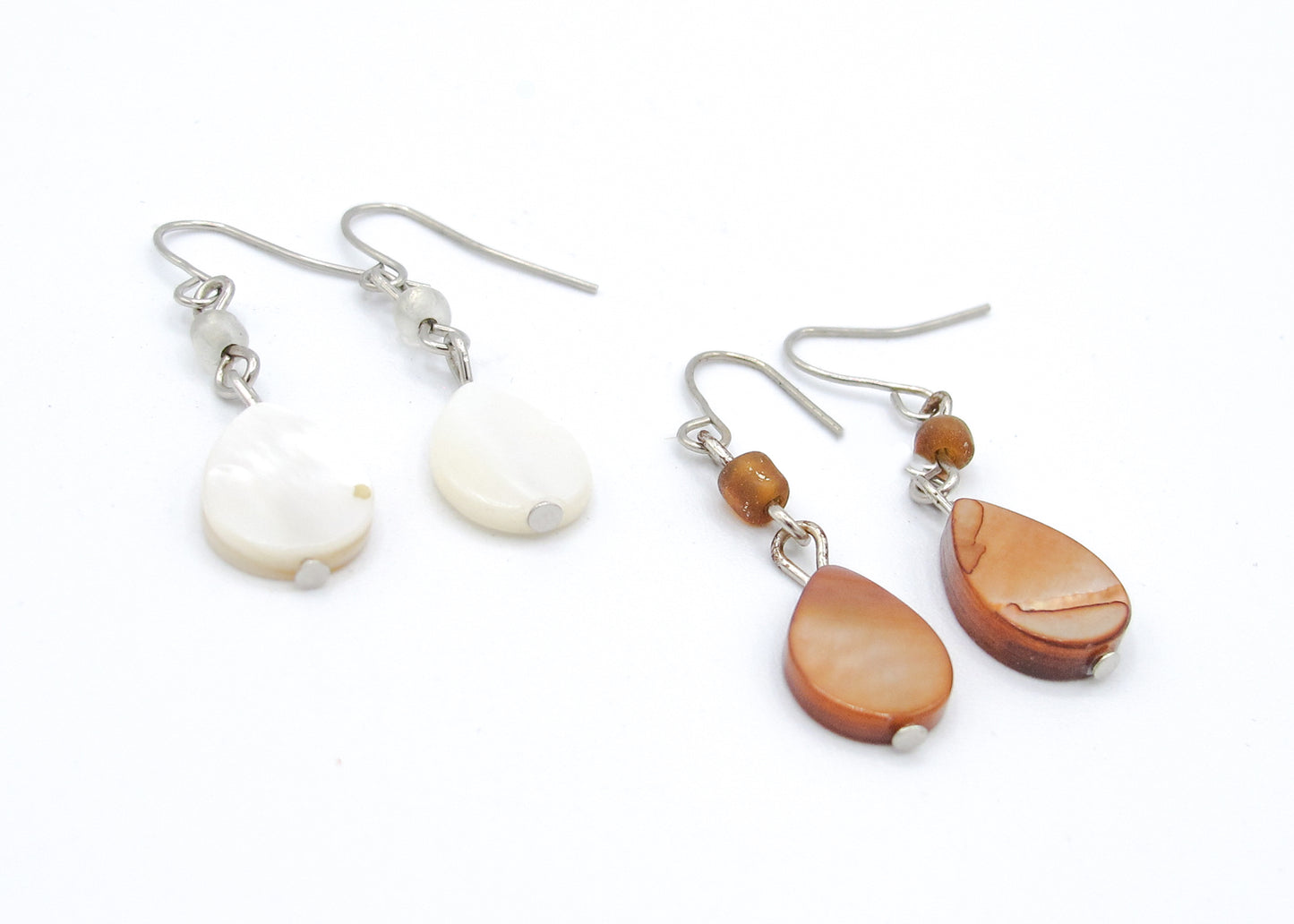 Jessie- 2 pairs Mother of Pearl Teardrop Earrings