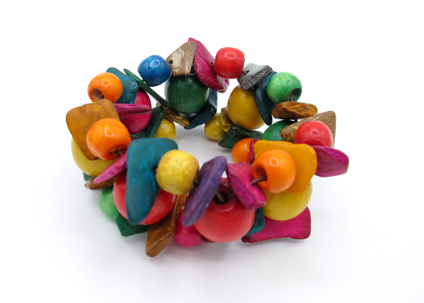 Joyce - Multicolor, Multi shape, Wood bead bracelet