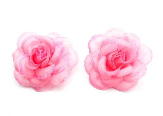 Felicia - 2 Pak Roses on hair clips, asst colors